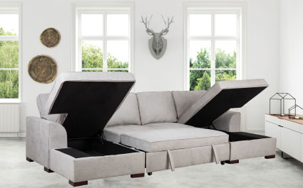 Double chaise sectional sleeper discount